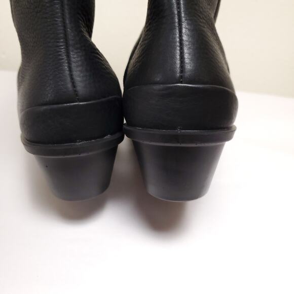 ECCO Black Pebbled Leather Tall Wedge Boots Sz 8 - Picture 9 of 14